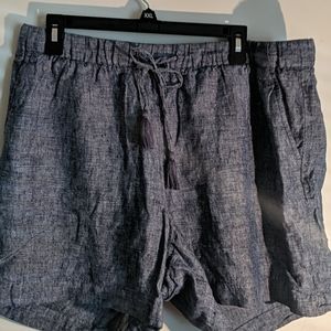 Talbots blue linen shorts sz size XL